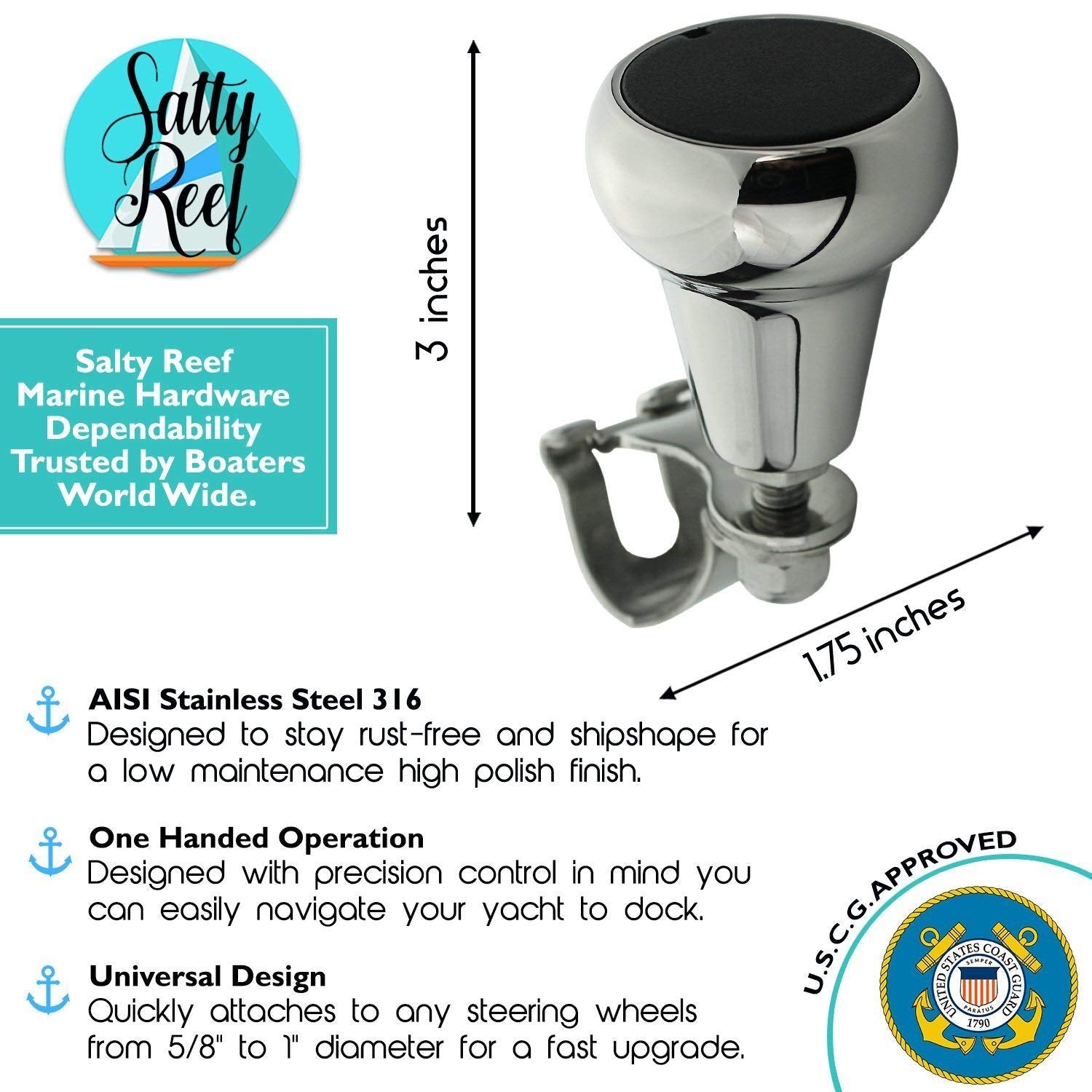 Universal AISI 316 Marine Grade Stainless Suicide Knobs