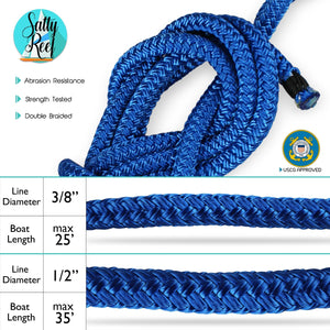 Premium Double Braid 15 Foot Nylon Dock-line