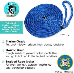 Premium Double Braid 15 Foot Nylon Dock-line